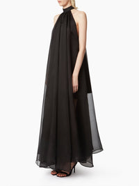 ROBE TRANSPARENTE FLUIDE À COL HALTER