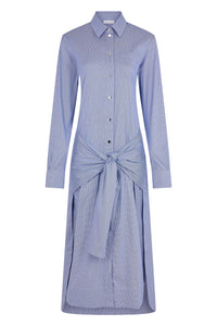 Checked dress with tied sleeves - Mini Check & Blue & White