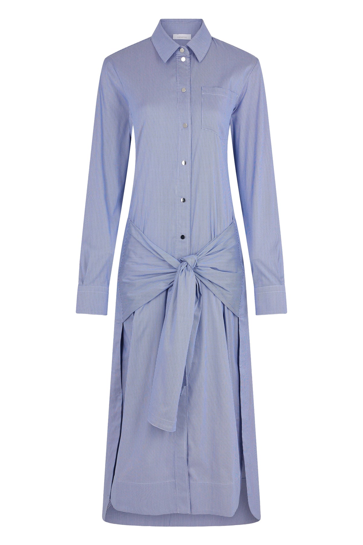 Checked dress with tied sleeves - Mini Check & Blue & White