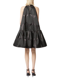 Robe courte col halter à pois - Noir