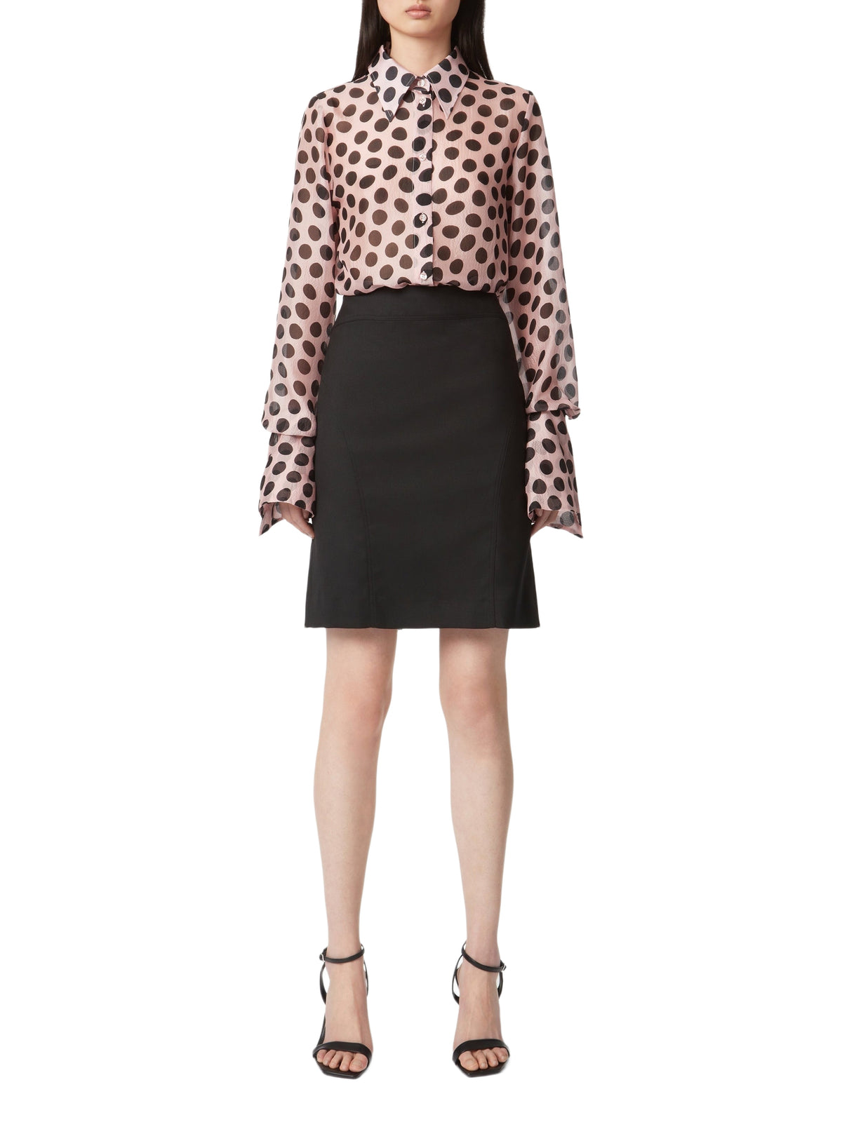 Chemise à poignets évasés en soie - Rose