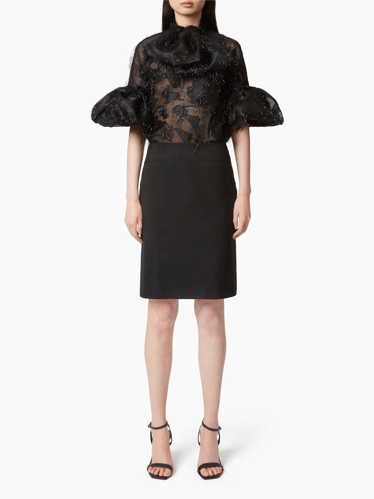 CHEMISE LAVALIERE AVEC MANCHES COCON - Noir