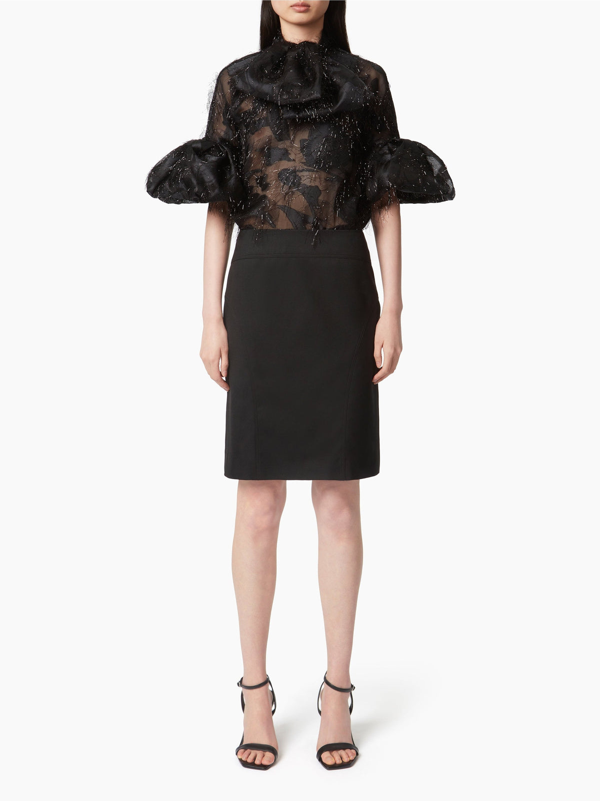 CHEMISE LAVALIERE AVEC MANCHES COCON - Noir