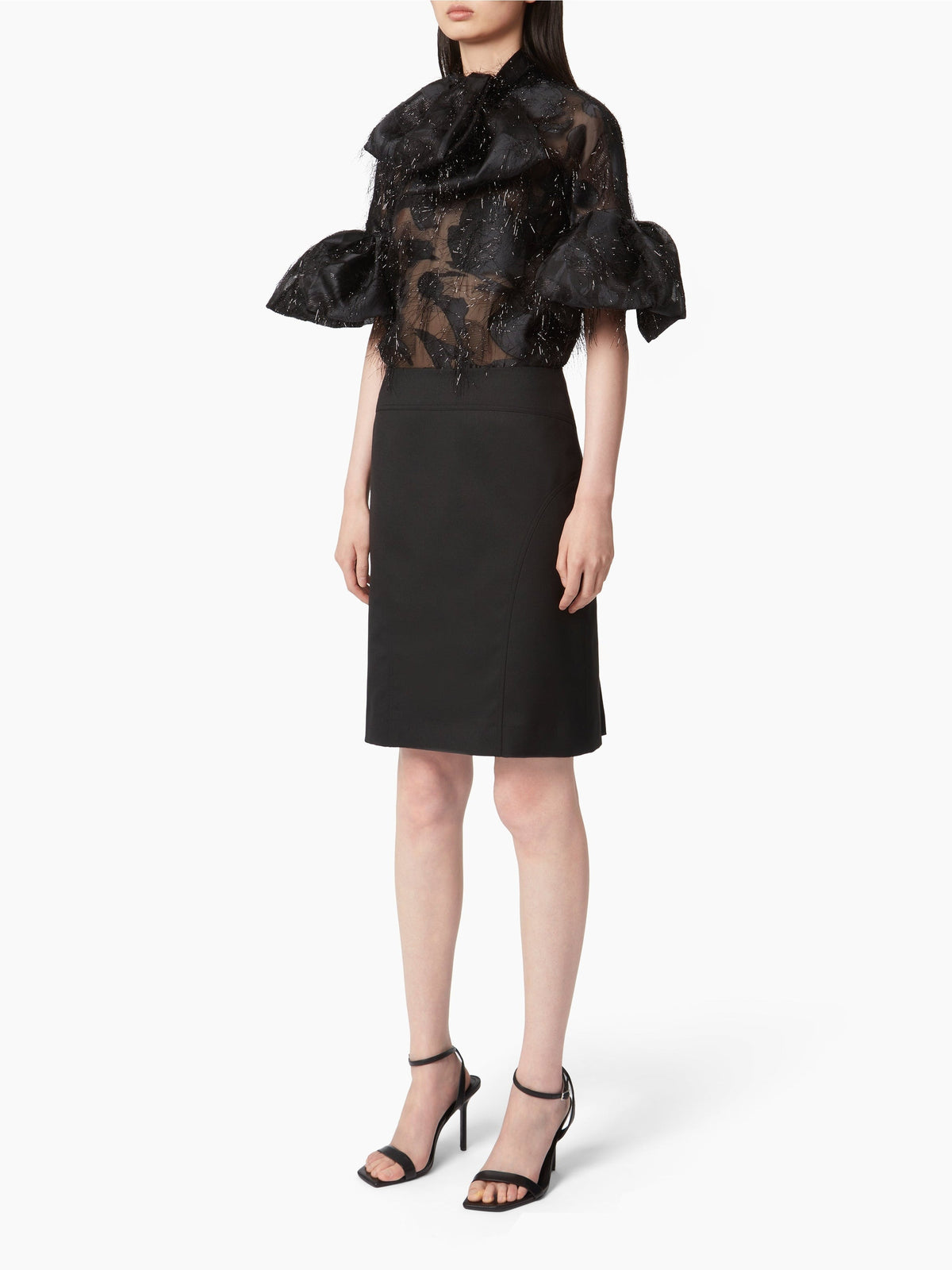 CHEMISE LAVALIERE AVEC MANCHES COCON - Noir