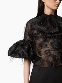 CHEMISE LAVALIERE AVEC MANCHES COCON - Noir