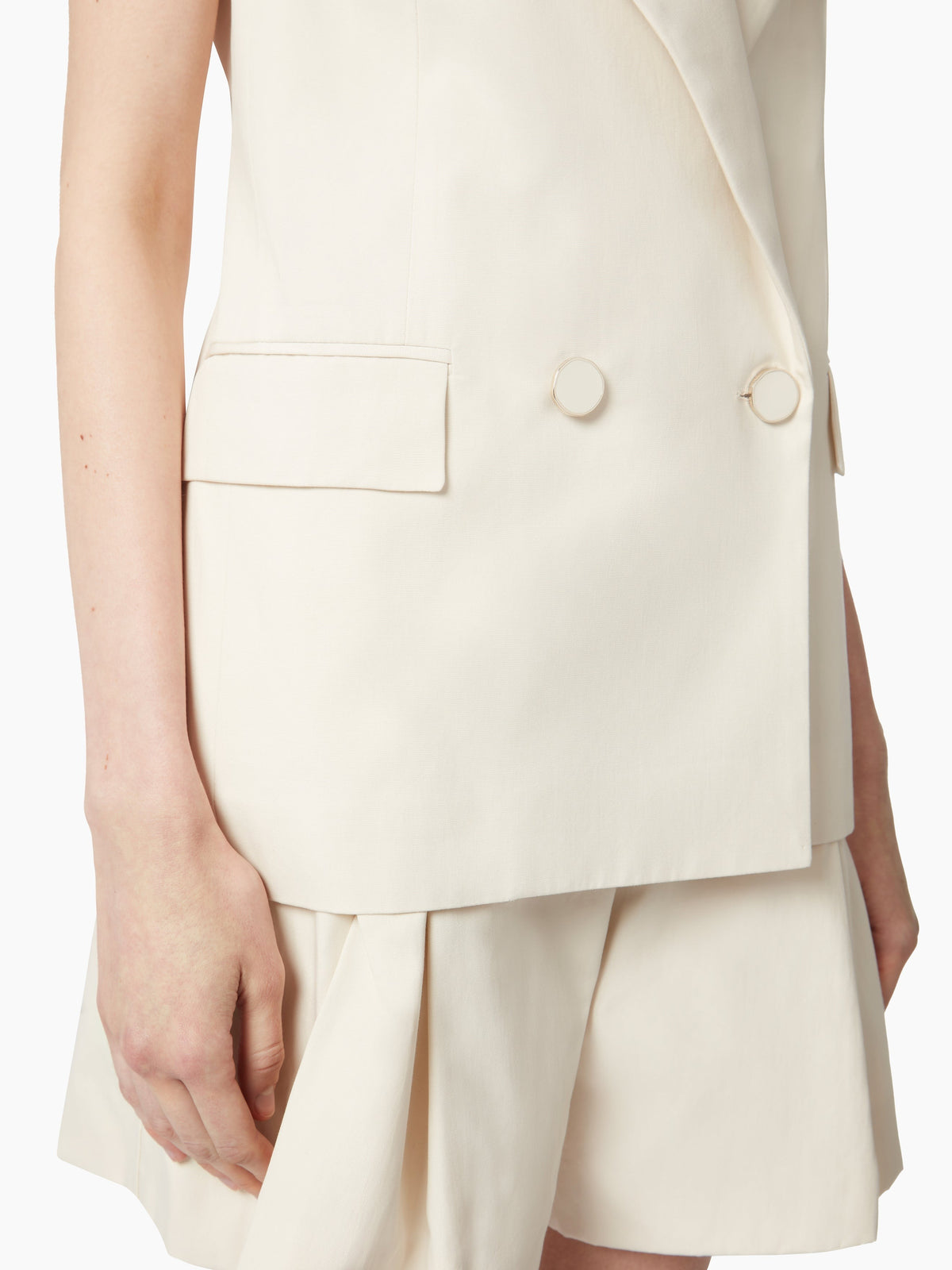VESTE CROISÉE SANS MANCHES - Beige