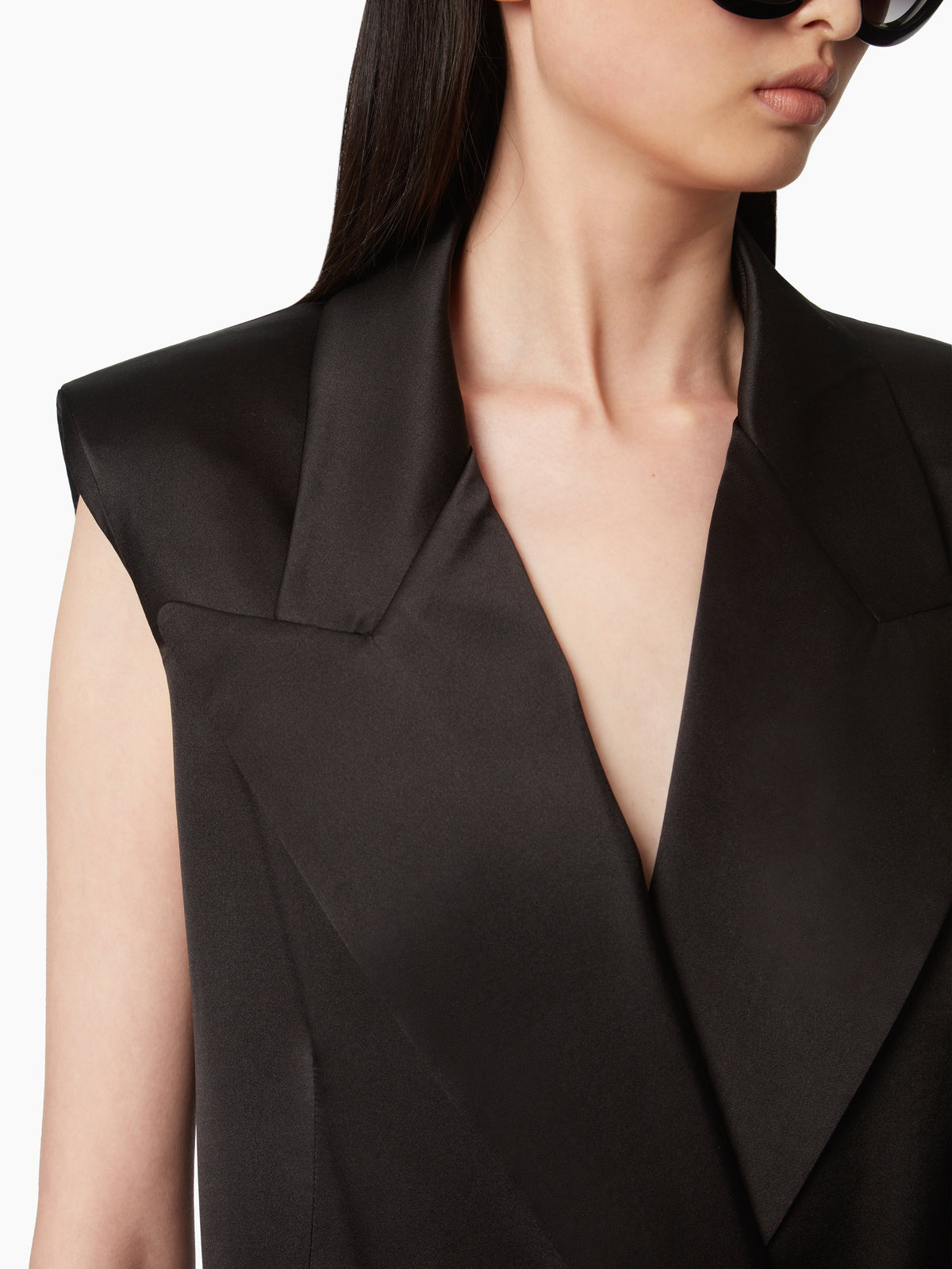VESTE SANS MANCHES À DOUBLE BOUTONNAGE - Noir