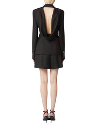 Veste dos ouvert en laine - Noir