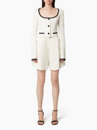 VESTE COURTE À ENCOLURE RONDE