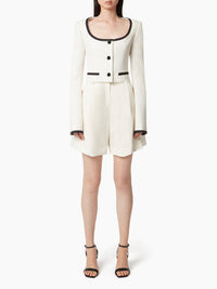 VESTE COURTE À ENCOLURE RONDE - Beige