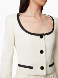 VESTE COURTE À ENCOLURE RONDE - Beige