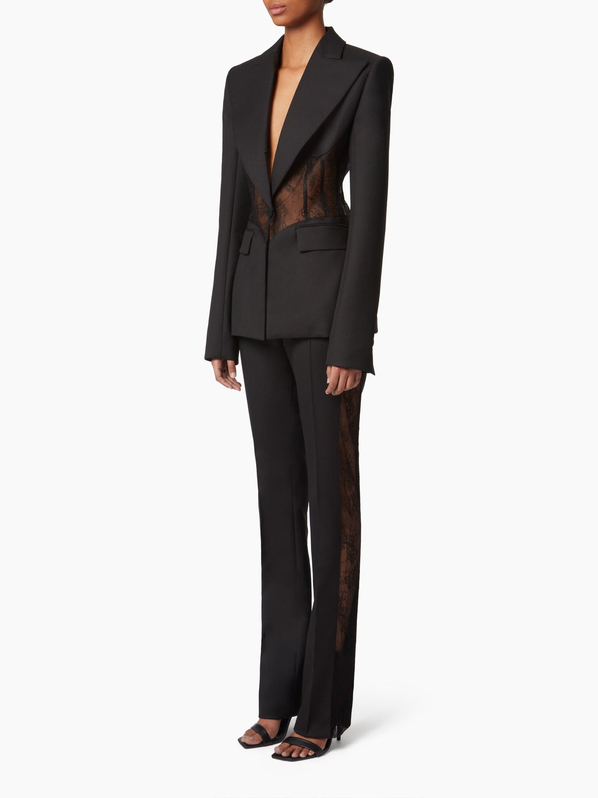 VESTE AVEC INSERT EN DENTELLE - Noir