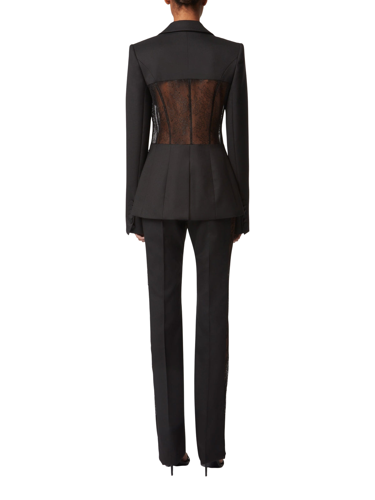 Blazer ajouré de dentelle en laine - Noir