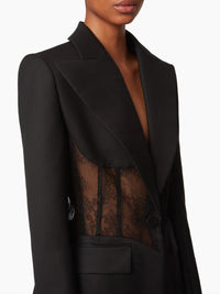VESTE AVEC INSERT EN DENTELLE - Noir