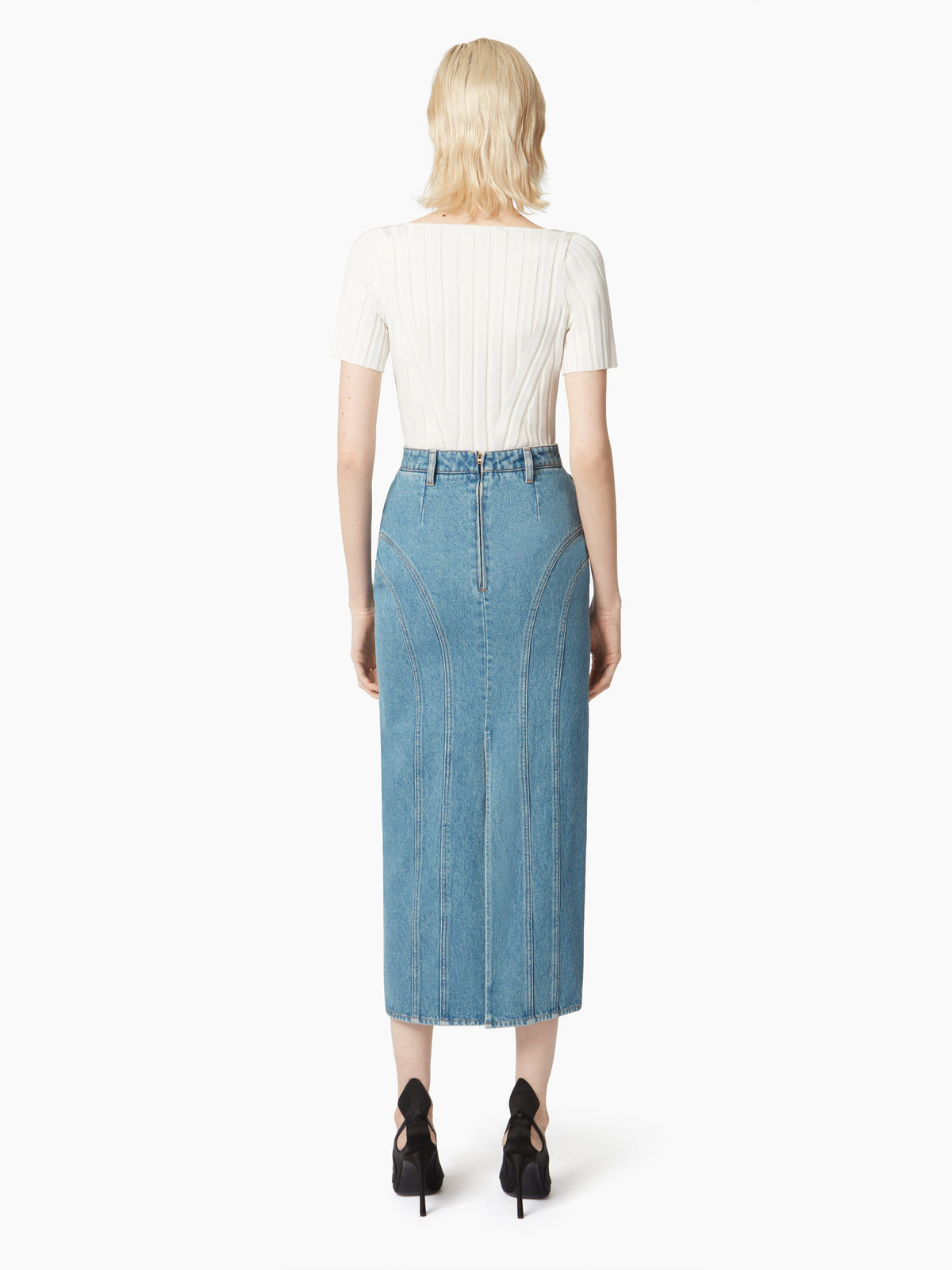 JUPE EN DENIM AVEC DÉTAILS COUTURE