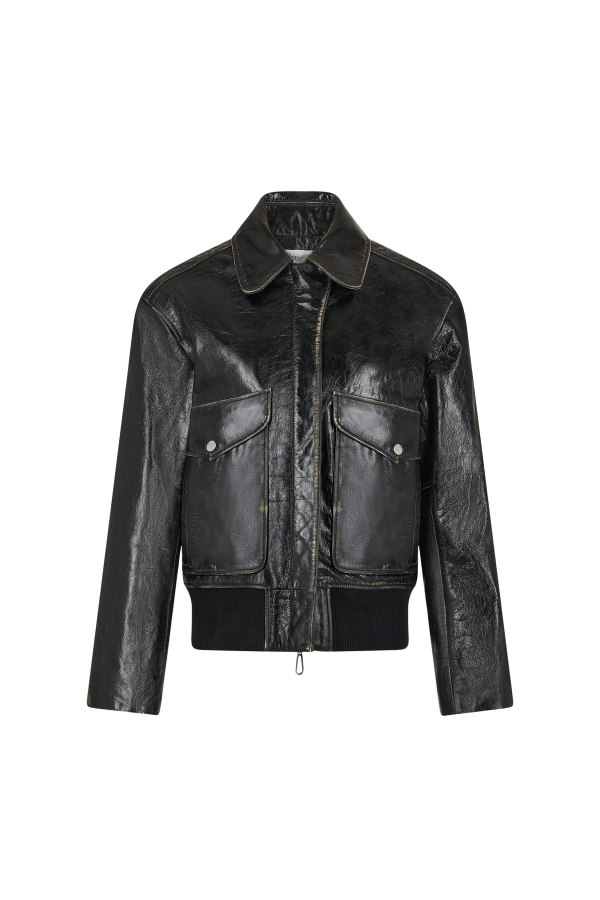 Black aviator blouson jacket in leather