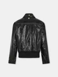 Black aviator blouson jacket in leather