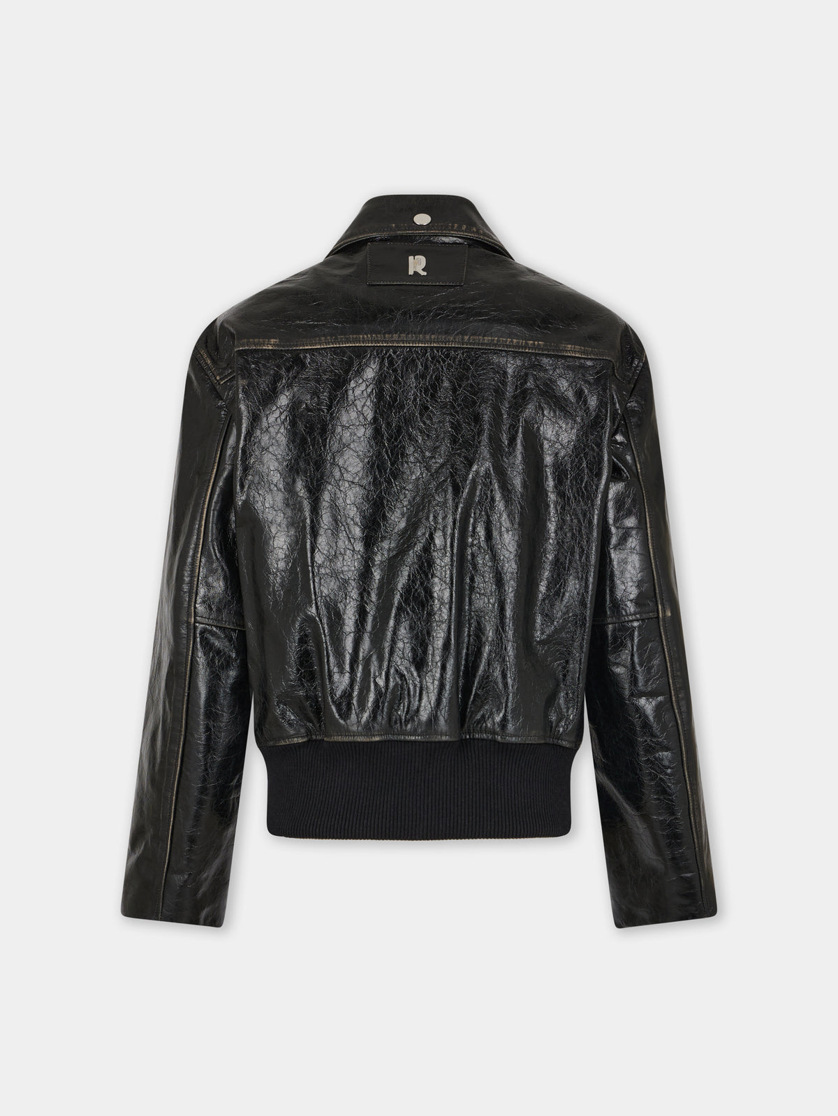 Black aviator blouson jacket in leather