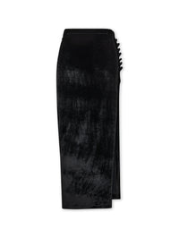 BLACK LONG DRAPED SKIRT IN VELVET