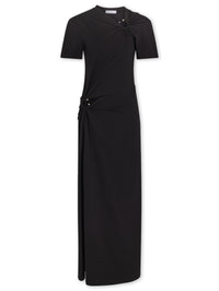 Black long piercing dress in cotton jersey