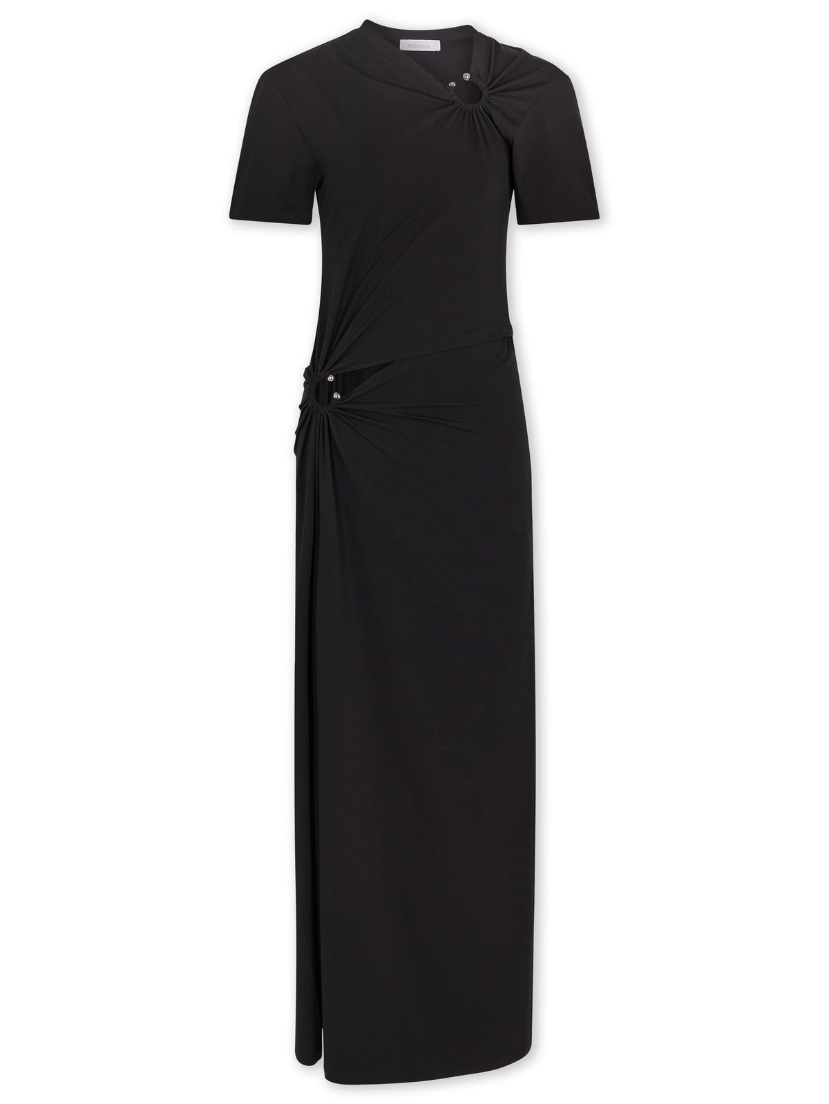 Black long piercing dress in cotton jersey
