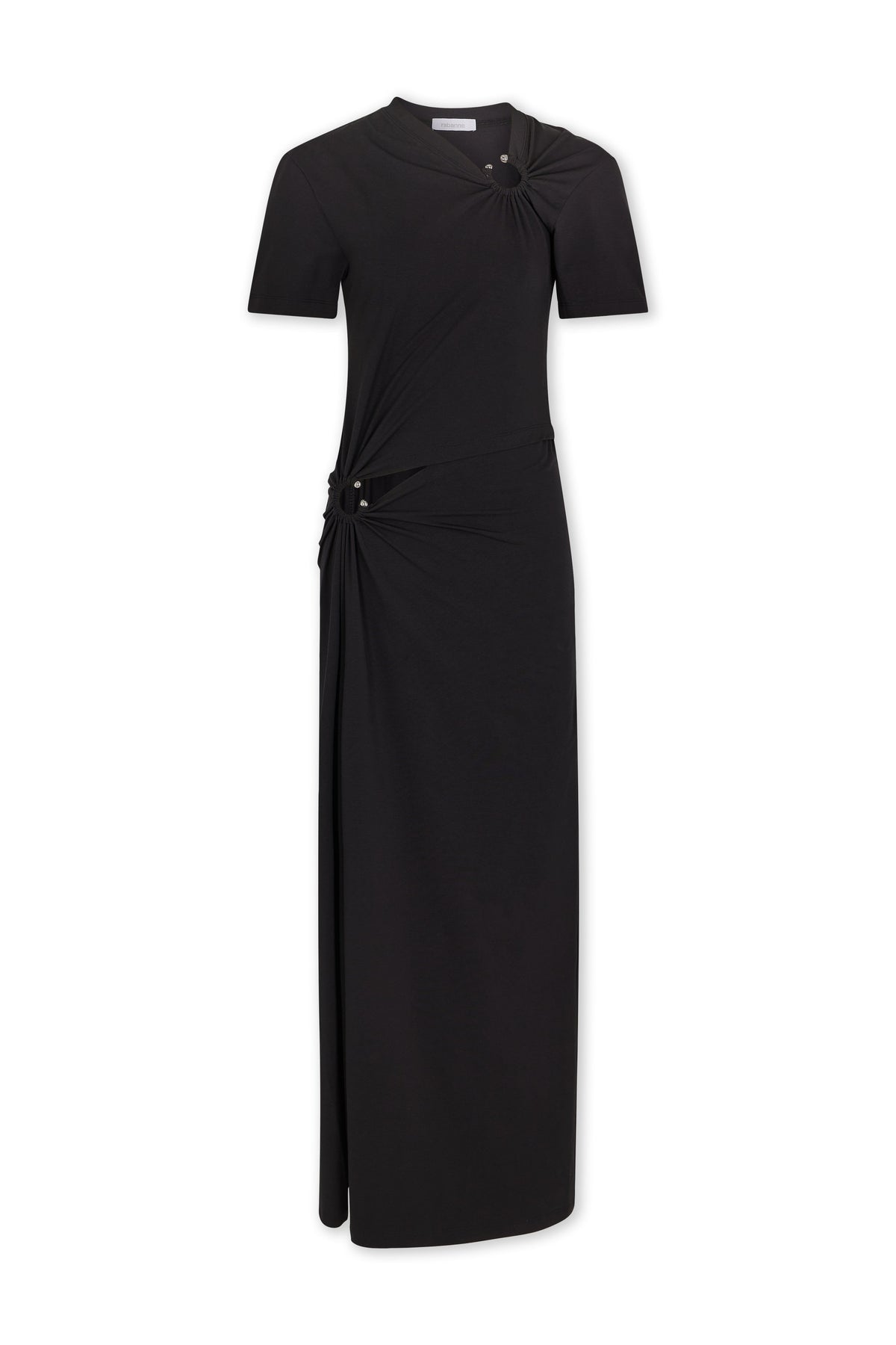 Black long piercing dress in cotton jersey