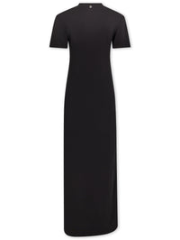 Black long piercing dress in cotton jersey