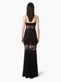 ROBE SIRÈNE À EMPIÈCEMENTS EN DENTELLE - Noir