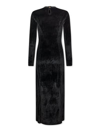 BLACK LONG DRAPED DRESS IN VELVET