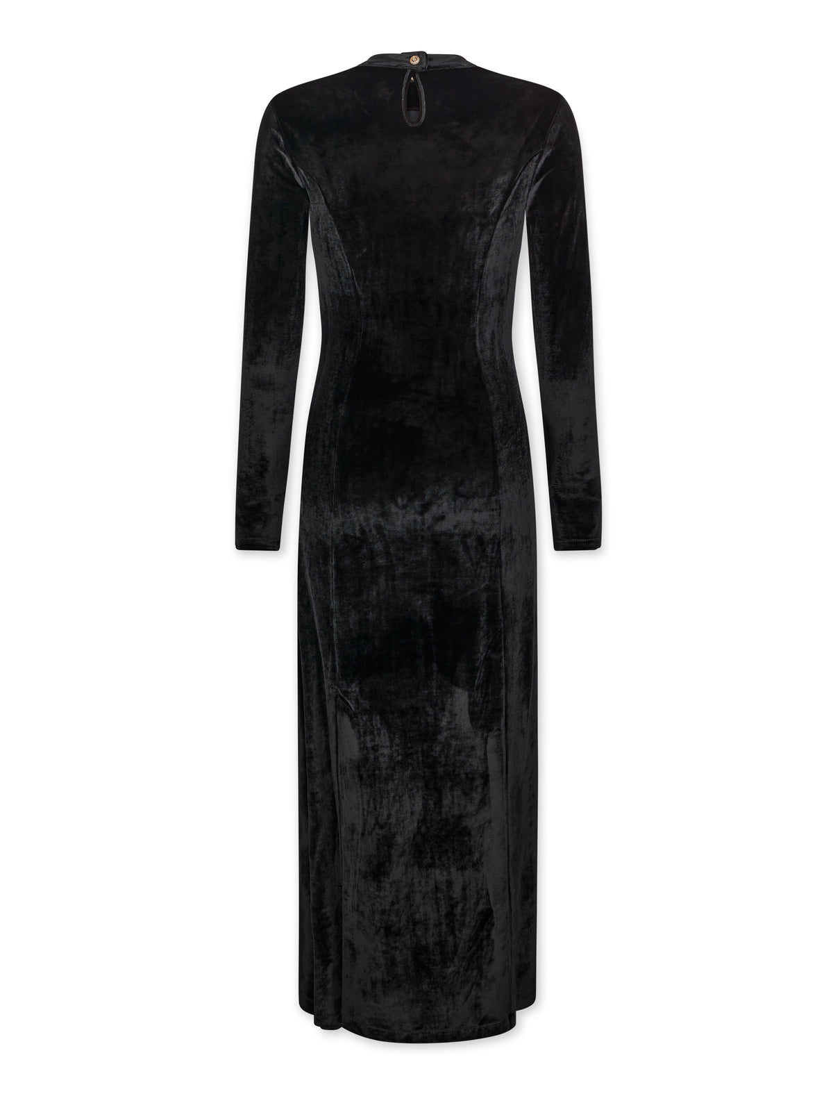 BLACK LONG DRAPED DRESS IN VELVET