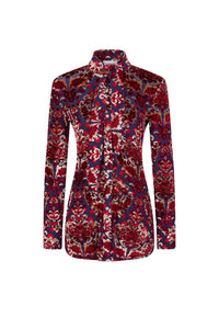Chemise à col lavallière en jacquard - Jacquard Tapestry & Navy