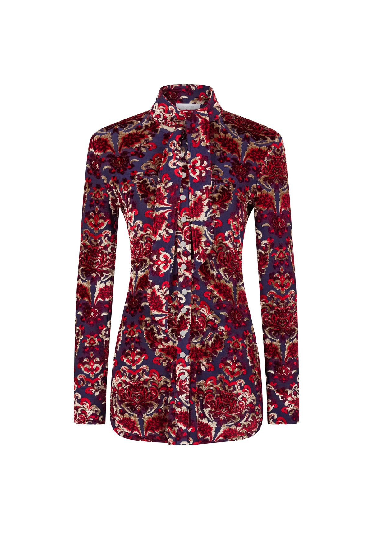 Chemise à col lavallière en jacquard - Jacquard Tapestry & Navy
