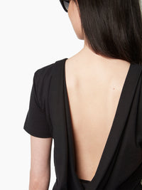 T-SHIRT AVEC UN DOS PLONGEANT DRAPÉ - Noir