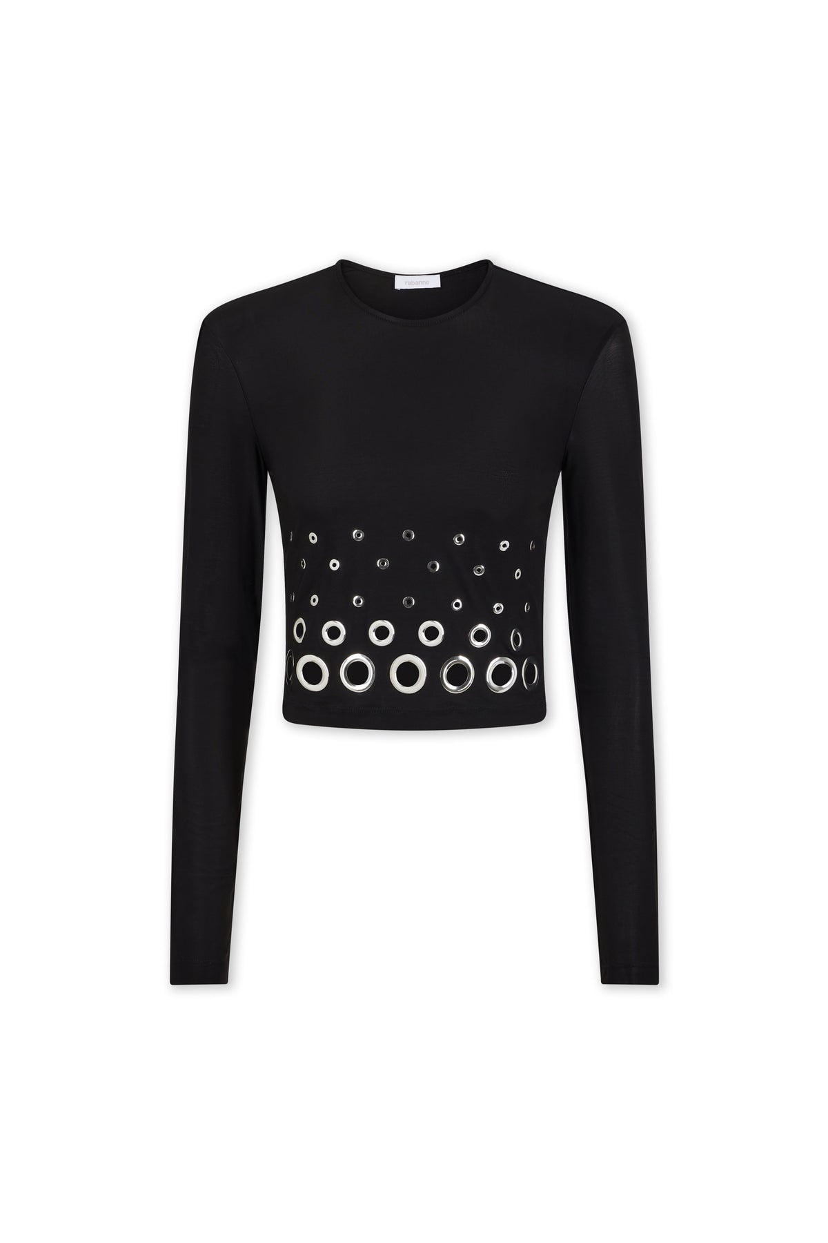 BLACK LONG SLEEVED CROP TOP IN JERSEY SECOND SKIN