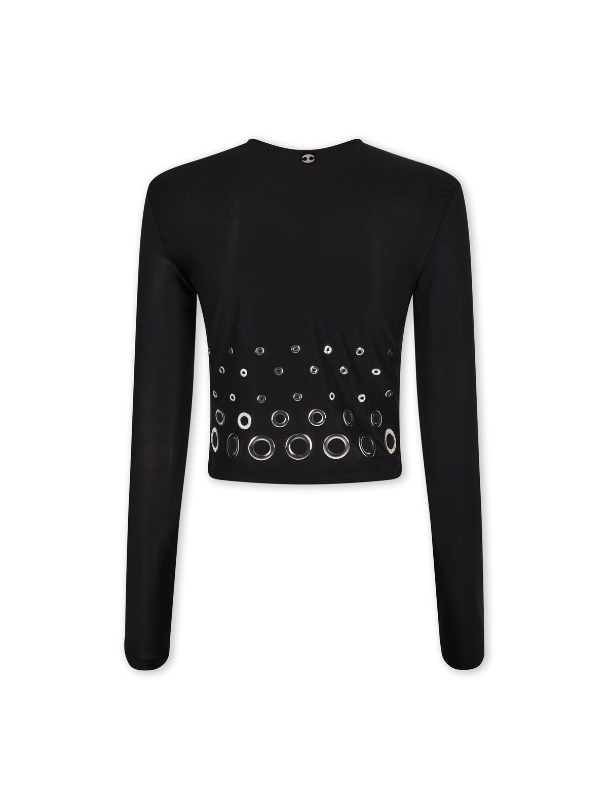 BLACK LONG SLEEVED CROP TOP IN JERSEY SECOND SKIN