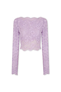 LAVENDER LONG-SLEEVED CROP TOP IN LACE