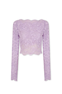 LAVENDER LONG-SLEEVED CROP TOP IN LACE