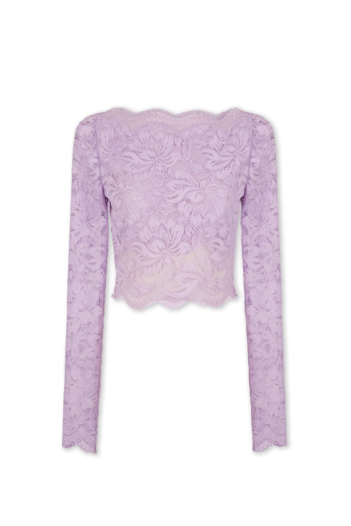 LAVENDER LONG-SLEEVED CROP TOP IN LACE