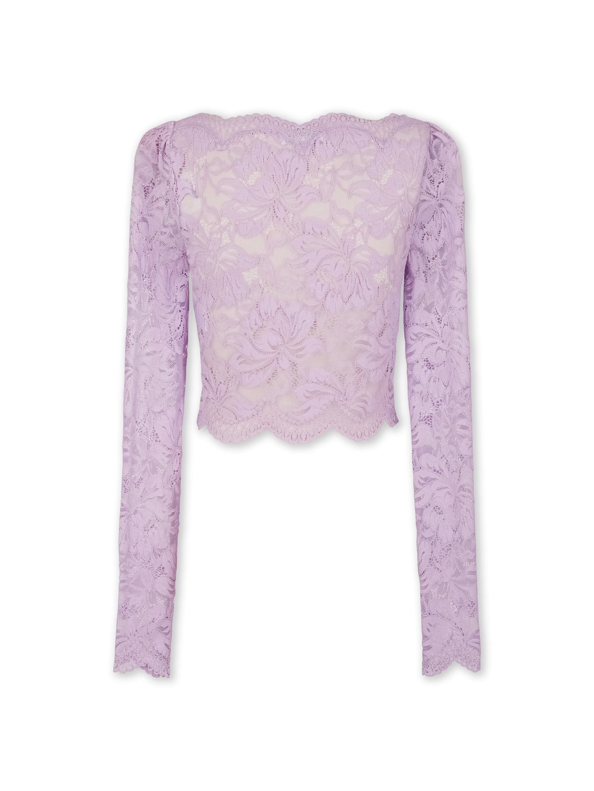 LAVENDER LONG-SLEEVED CROP TOP IN LACE