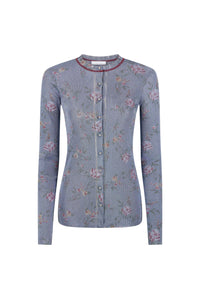 Cardigan brillant à fleurs - Light Blue
