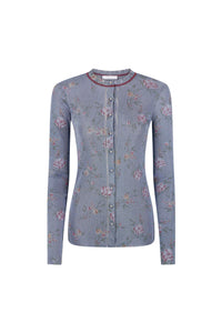 BLUE LONG-SLEEVED CARDIGAN IN LUREX VISCOSE KNIT