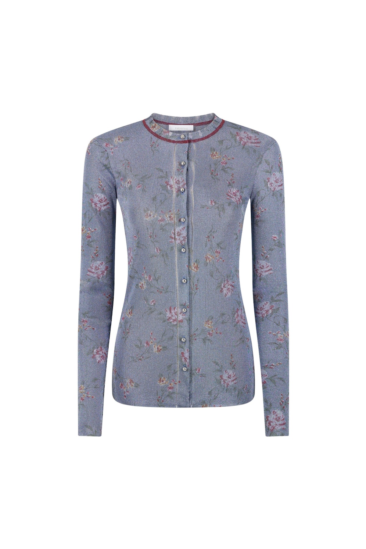 BLUE LONG-SLEEVED CARDIGAN IN LUREX VISCOSE KNIT
