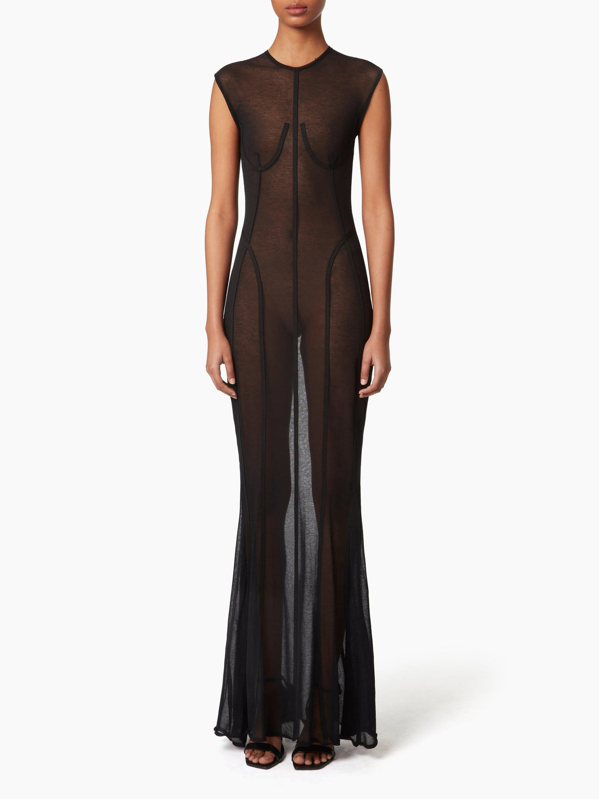 TENUE TRANSPARENTE AVEC DÉTAILS COUTURE - Noir