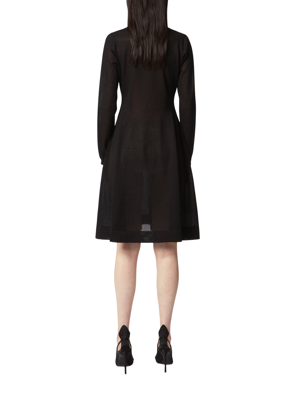 Robe midi en maille avec dentelle - Noir