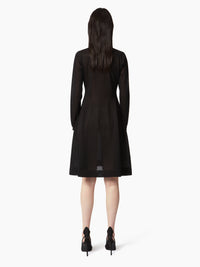 ROBE MIDI EN MAILLE AVEC EMPIÈCEMENTS EN DENTELLE - Noir