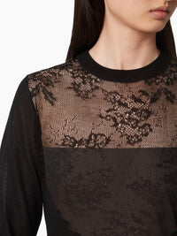 ROBE MIDI TRICOTÉE AVEC INCERTS EN DENTELLE