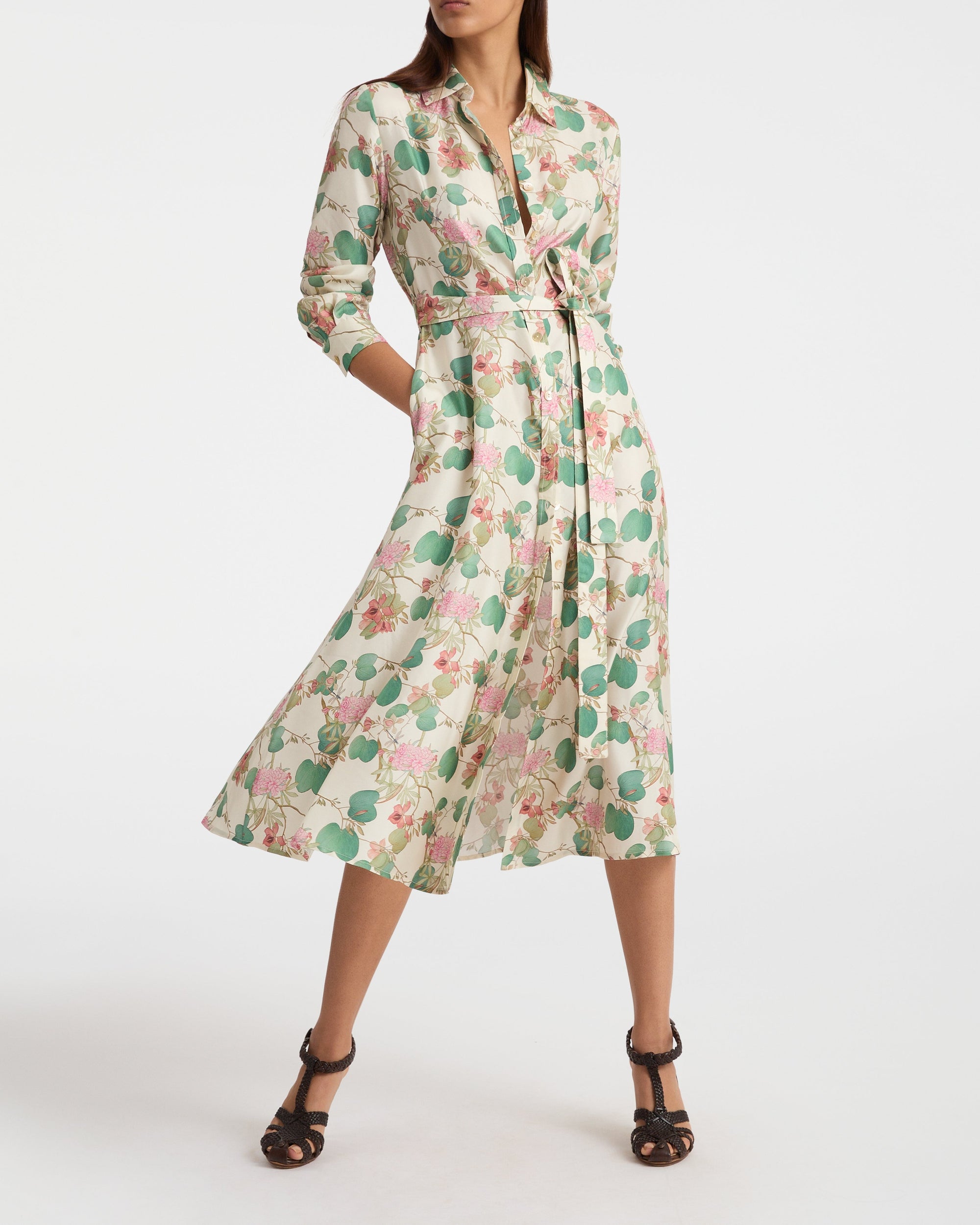 Robe midi Fabrizia en soie - White