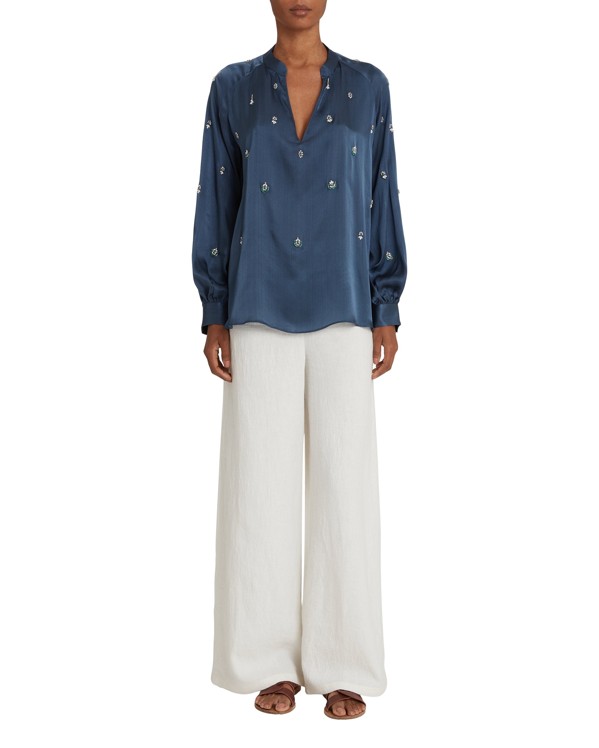Ilizia blouse in silk - Midnight Blue