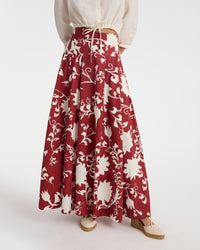 Printed flowing long skirt - Antique Rose