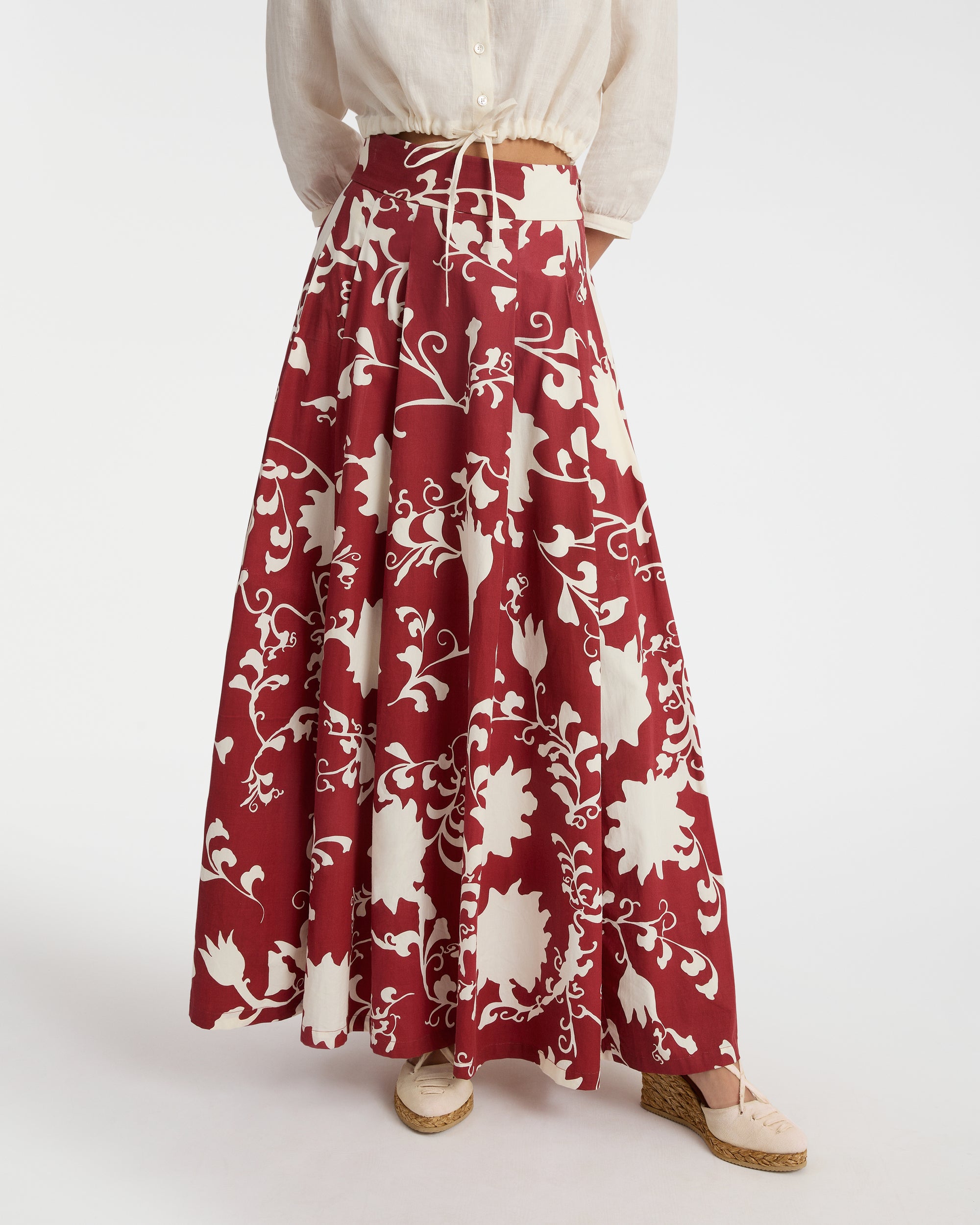 Printed flowing long skirt - Antique Rose